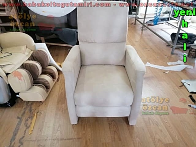 Baba Koltuk Kumaş Değişimi Bej Renk Kumaş Kaplama